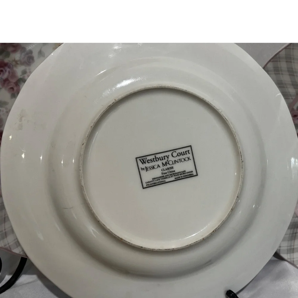 Jessica McClintock Westbury Court Clarise Dinner Plates Floral Plaid Set of 2